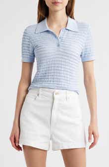 FRAME The Smock Silk & Cotton Polo Sweater