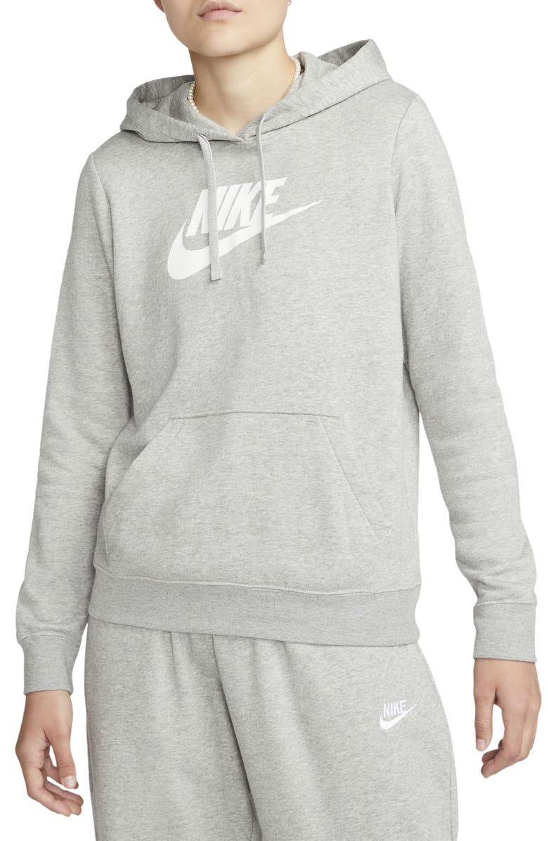 Nike Sportswear Club Fleece Hoodie, Main, color, Dark Grey Heather/ White