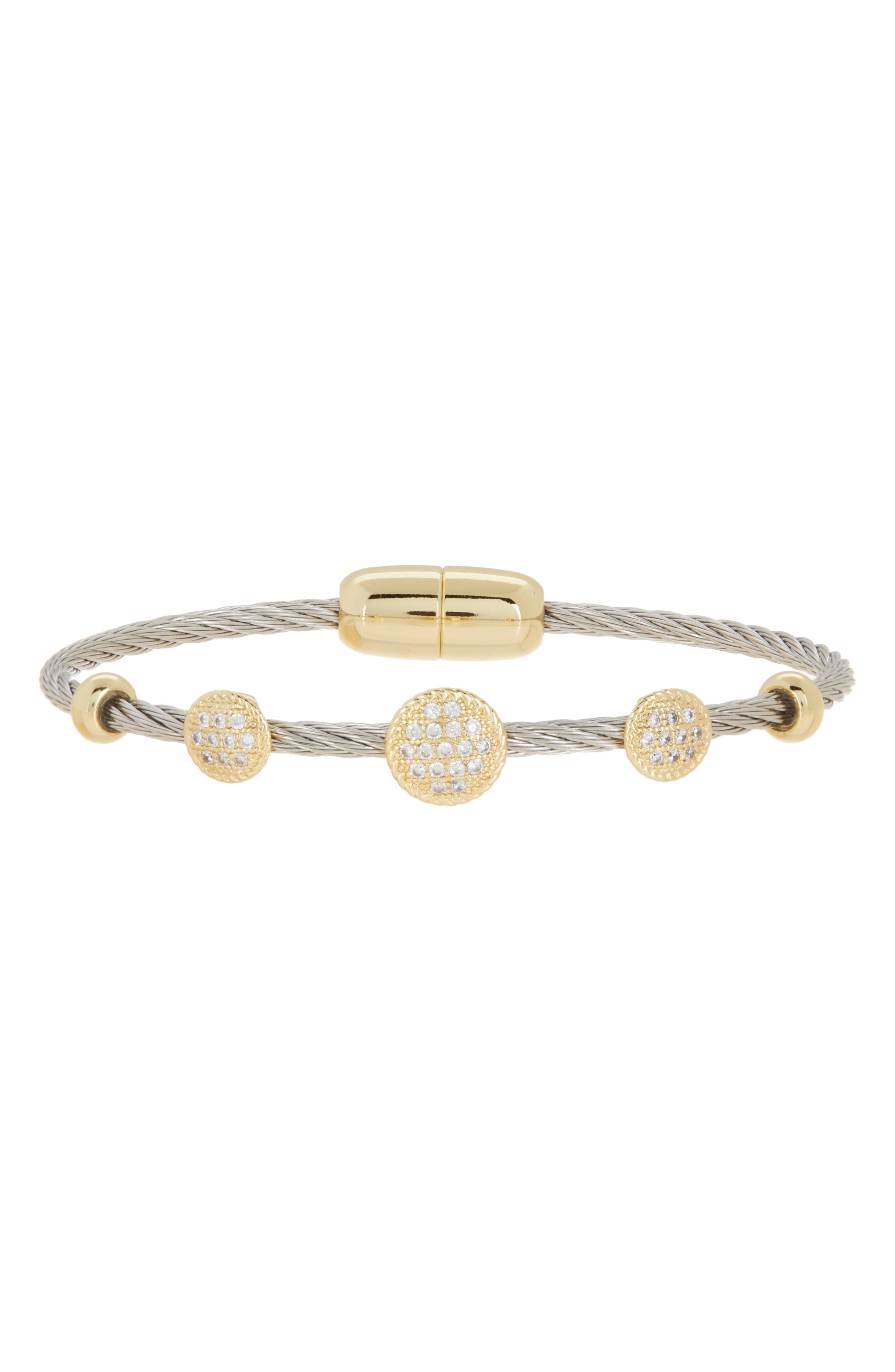 Juvell Two-Tone Wire CZ Station Bracelet