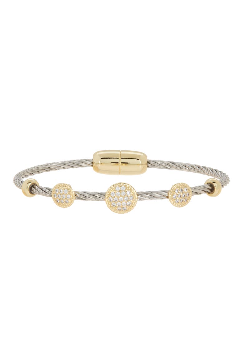 Two-Tone Wire CZ Station Bracelet, Main, color, TWO TONE