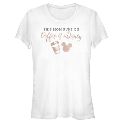 Junior's Mickey & Friends This Mom Runs On Coffee  Graphic T-Shirt