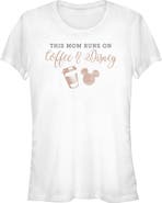 Mickey & Friends Junior's Mickey & Friends This Mom Runs On Coffee  Graphic T-Shirt
