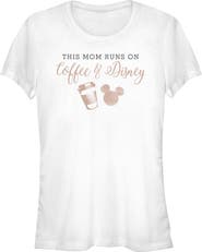 Mickey & Friends Junior's Mickey & Friends This Mom Runs On Coffee  Graphic T-Shirt