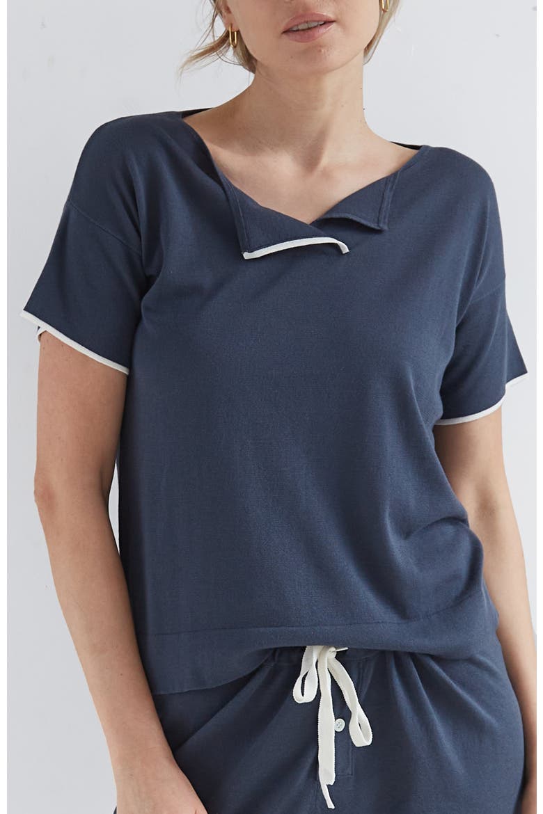 Split Neck Tee, Main, color, Cadet