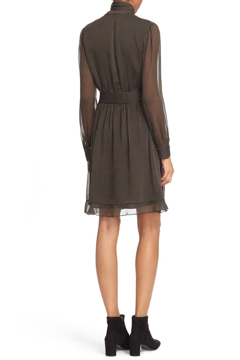 'Arabella' Pinstripe Silk Dress, Alternate, color, MINI PINSTRIPE CAMEL