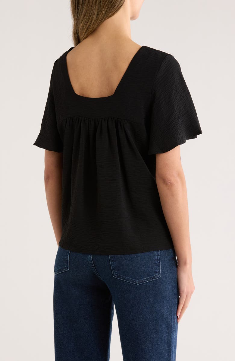 Bobeau Square Neck Short Sleeve Top, Alternate, color, Black