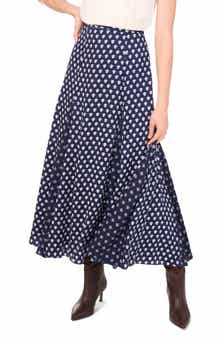 1.STATE Foulard Print Godet Maxi Skirt