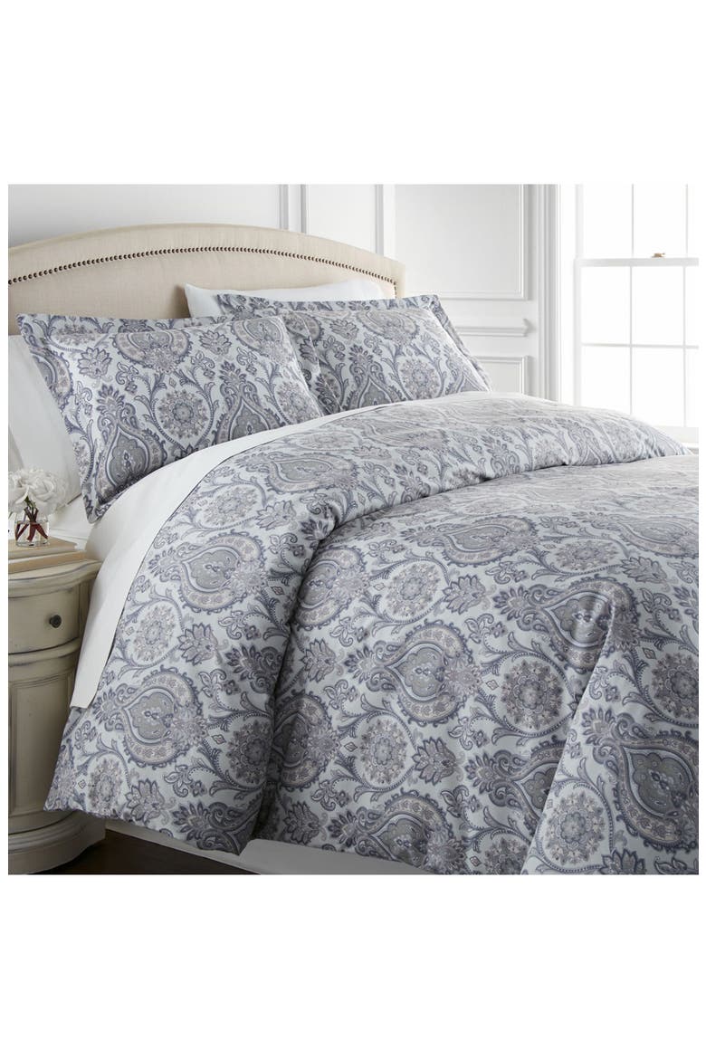 Luxury Premium Oversized Boho Paisley Print Reversible Comforter 3-Piece Set, Main, color, BOHO PAISLEY GREY