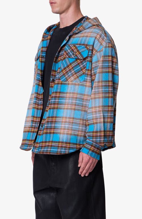 Mnml Faded Hooded Flannel Shirt In Blue