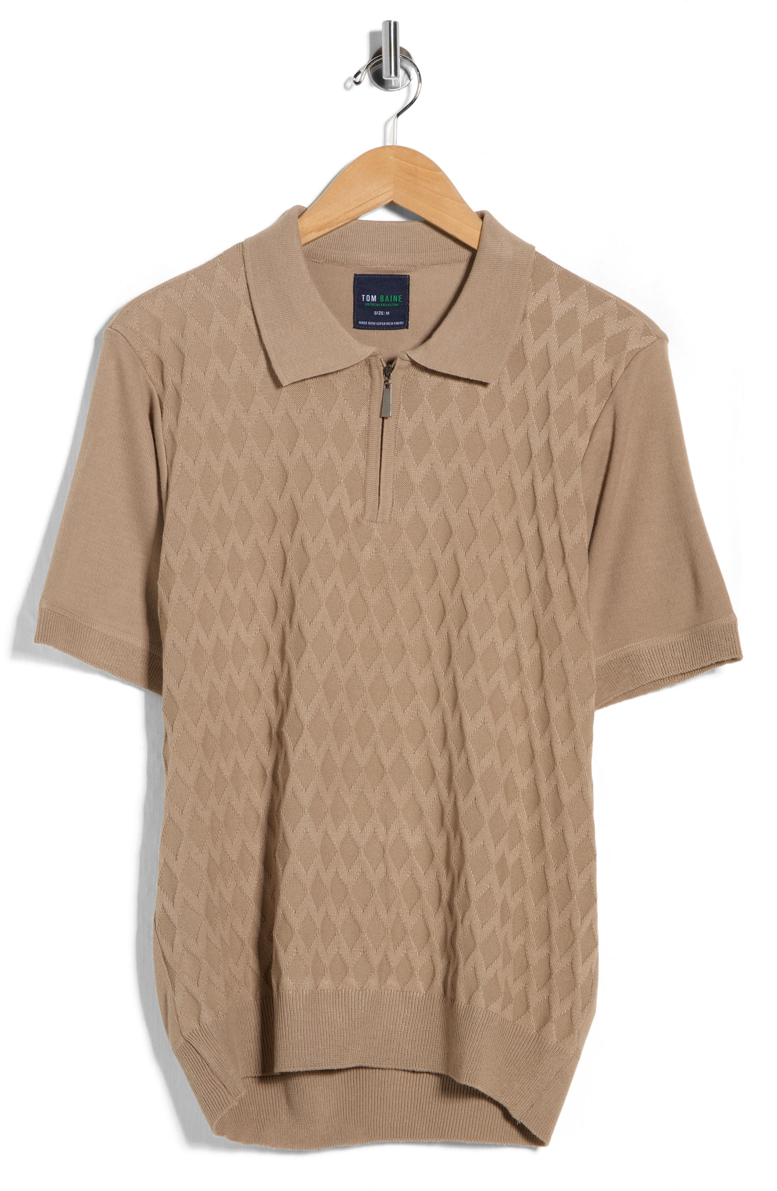 TOM BAINE Half Zip Knit Polo Sweater