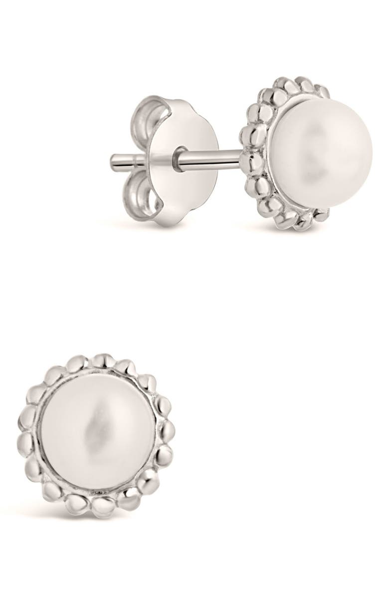 Sterling Forever Sterling Silver Freshwater Pearl Stud Earrings, Main, color, 