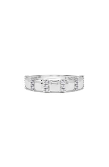 H.j. Namdar 14k White Gold Diamond Bar Cushion Band Ring In Gold