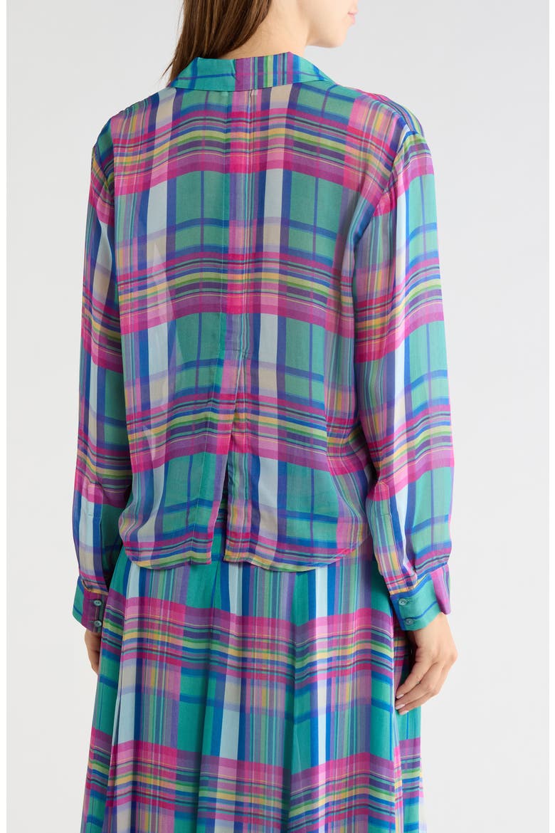 Cosette Plaid Cropped High-Low Shirt, Alternate, color, MULTI COLORFUL PLAID