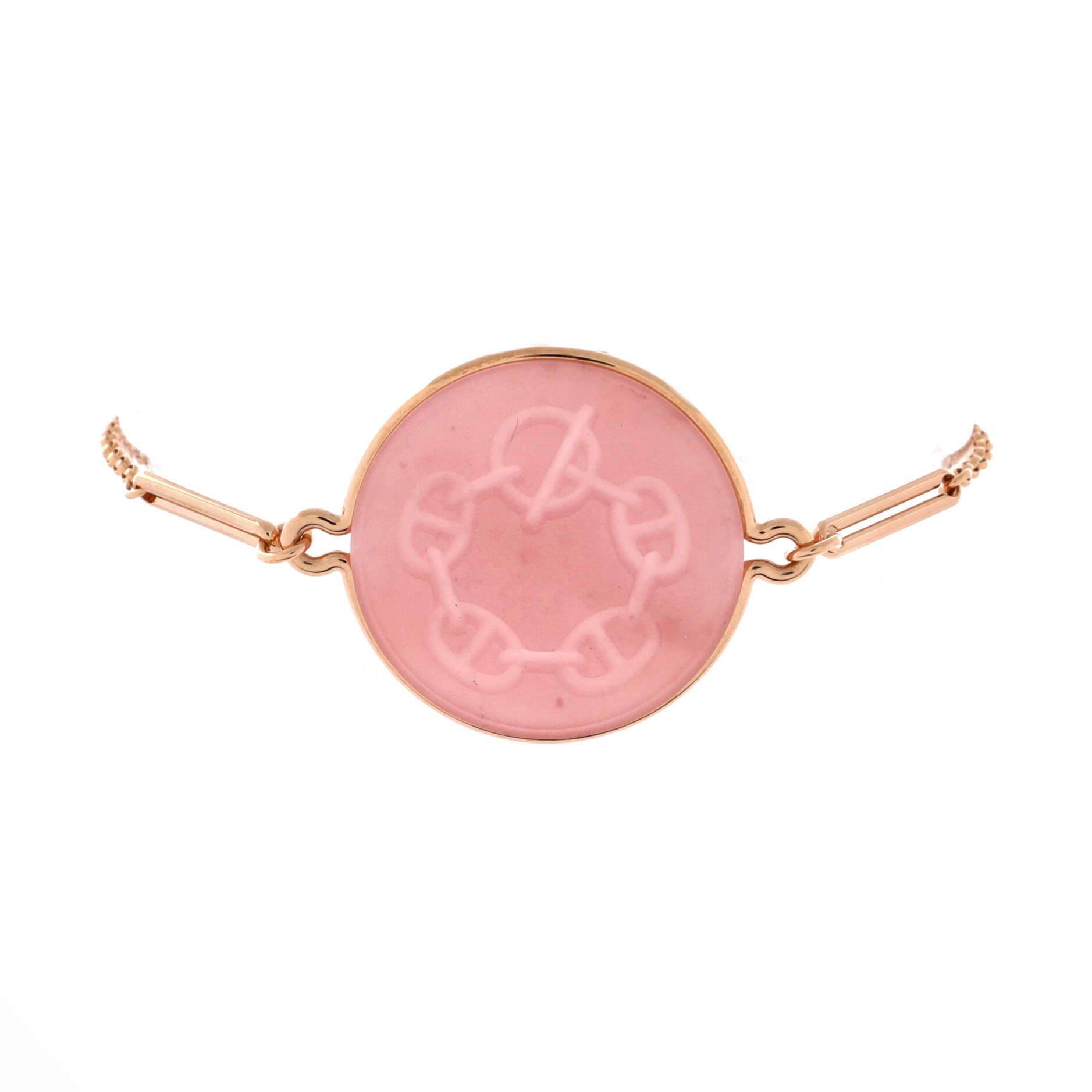 Ex-Libris Bracelet 18K Rose Gold with Pink Chalcedony Large, Main, color, Metallic Gold