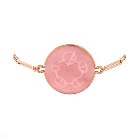 Ex-Libris Bracelet 18K Rose Gold with Pink Chalcedony Large