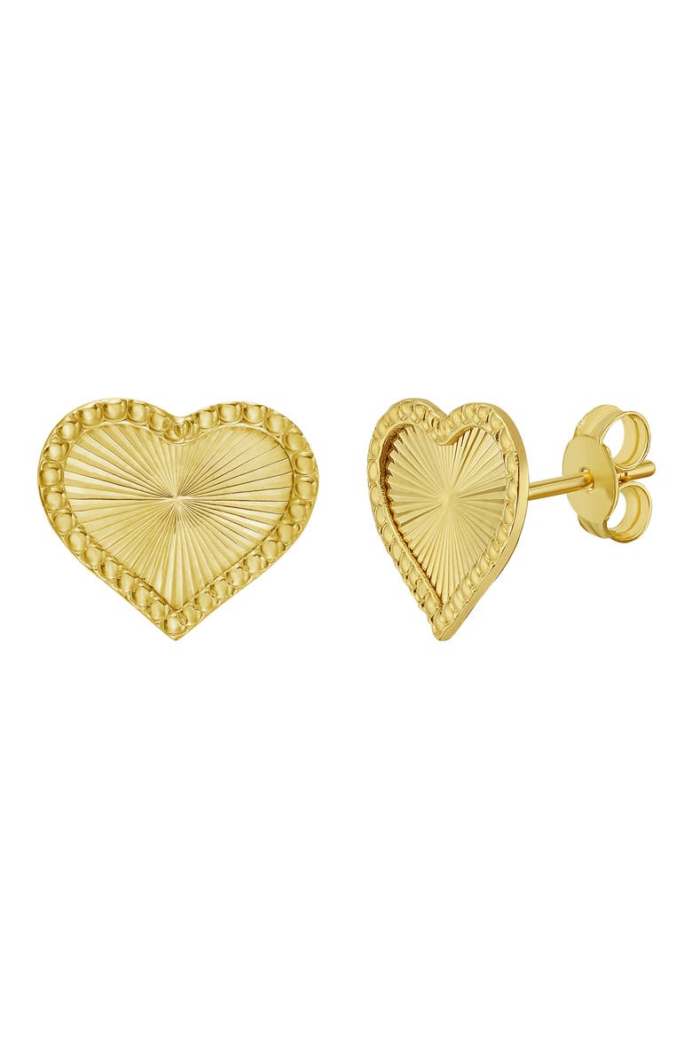 14k Gold Heart Stud Earrings, Main, color, GOLD