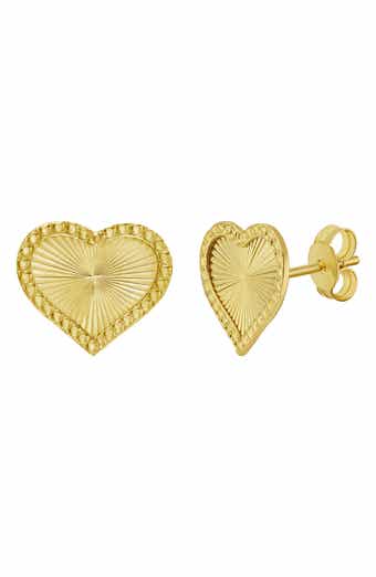 14k Gold Heart Stud Earrings