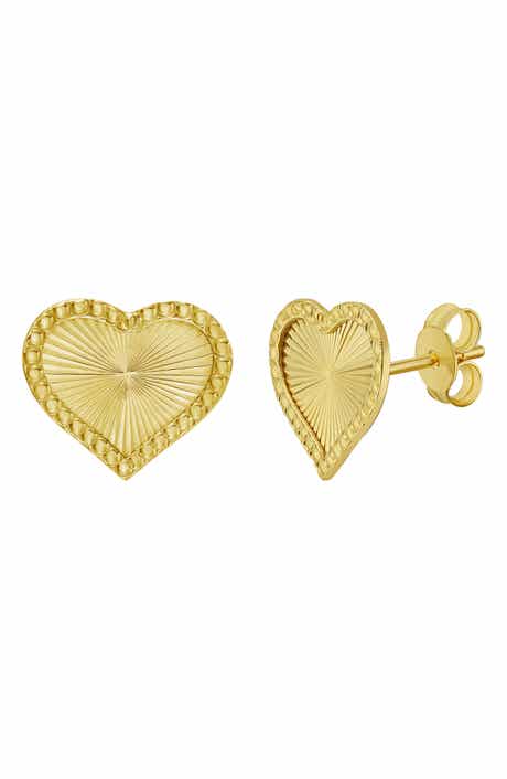 14k Gold Heart Stud Earrings