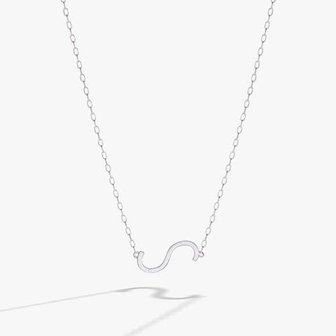 Silver Elongated Initial Pendant Necklace