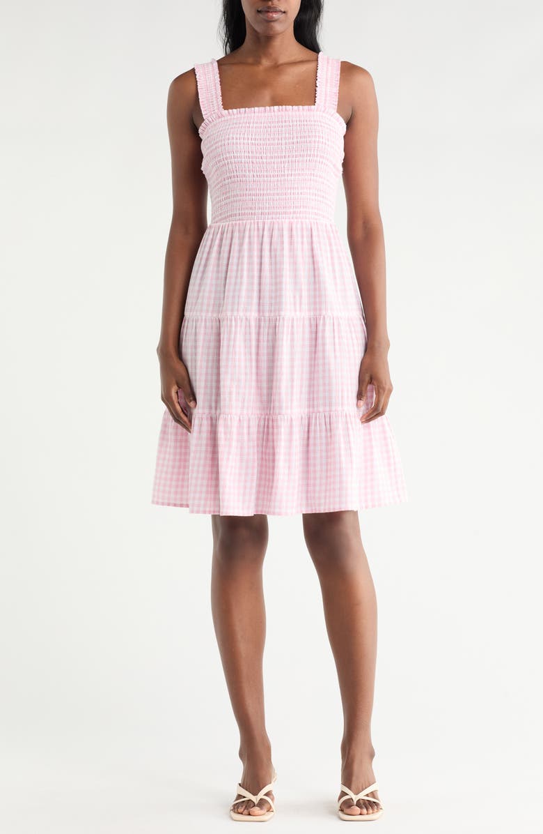 beachlunchlounge Alice Smocked Tiered Dress, Main, color, Frosted Petal