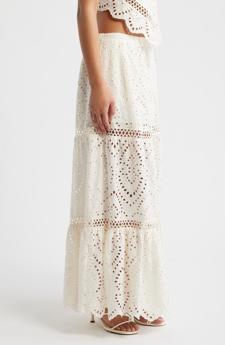 KITTENISH Eyelet Lace Maxi Skirt, Alternate, color, Egret