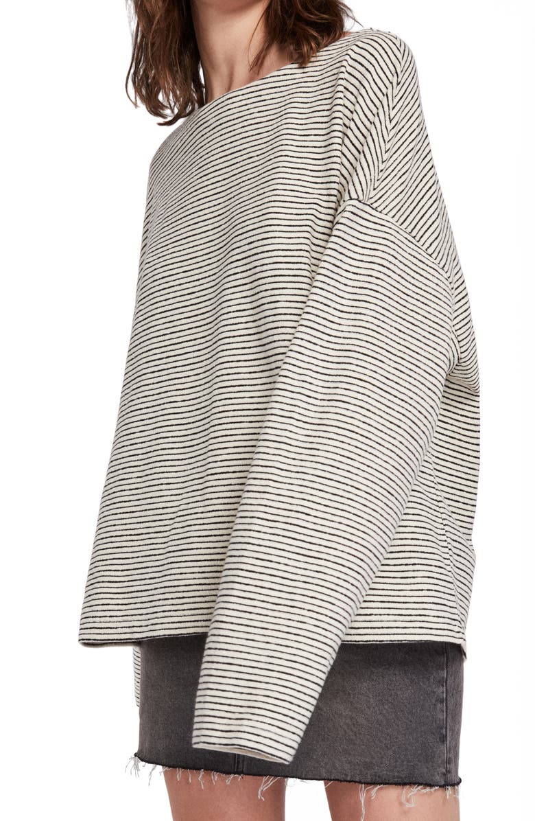 AllSaints Adelise Stripe Long Sleeve Cotton Tee, Alternate, color,