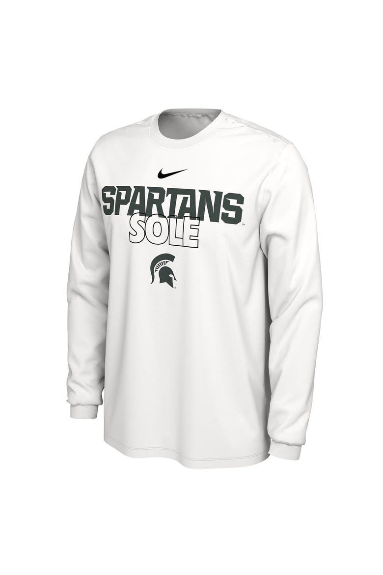 White Michigan State Spartans 2023 On Court Bench Long Sleeve T-Shirt, Alternate, color, White