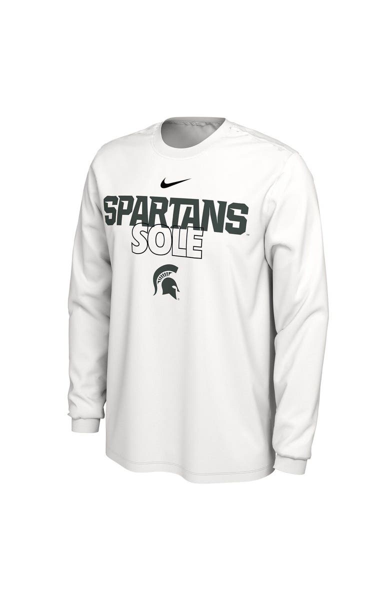 Nike White Michigan State Spartans 2023 On Court Bench Long Sleeve T-Shirt, Alternate, color,