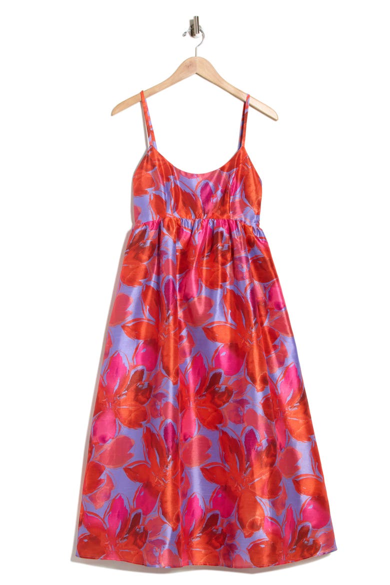 Brixton Floral Empire Waist Fit & Flare Midi Dress, Alternate, color, PURPLE WATERCOLOR GARDENIA