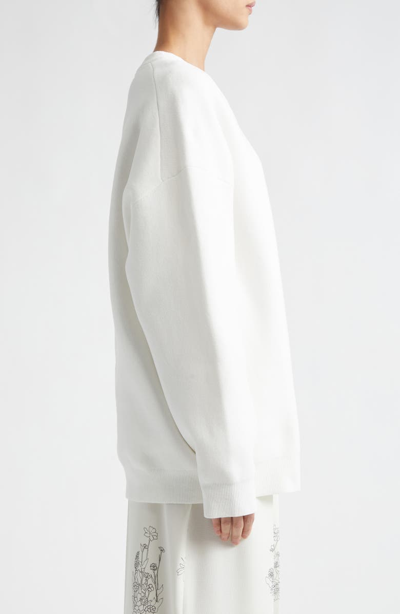 Victoria Beckham Relaxed Fit V-Neck Chenille Sweater, Alternate, color, White