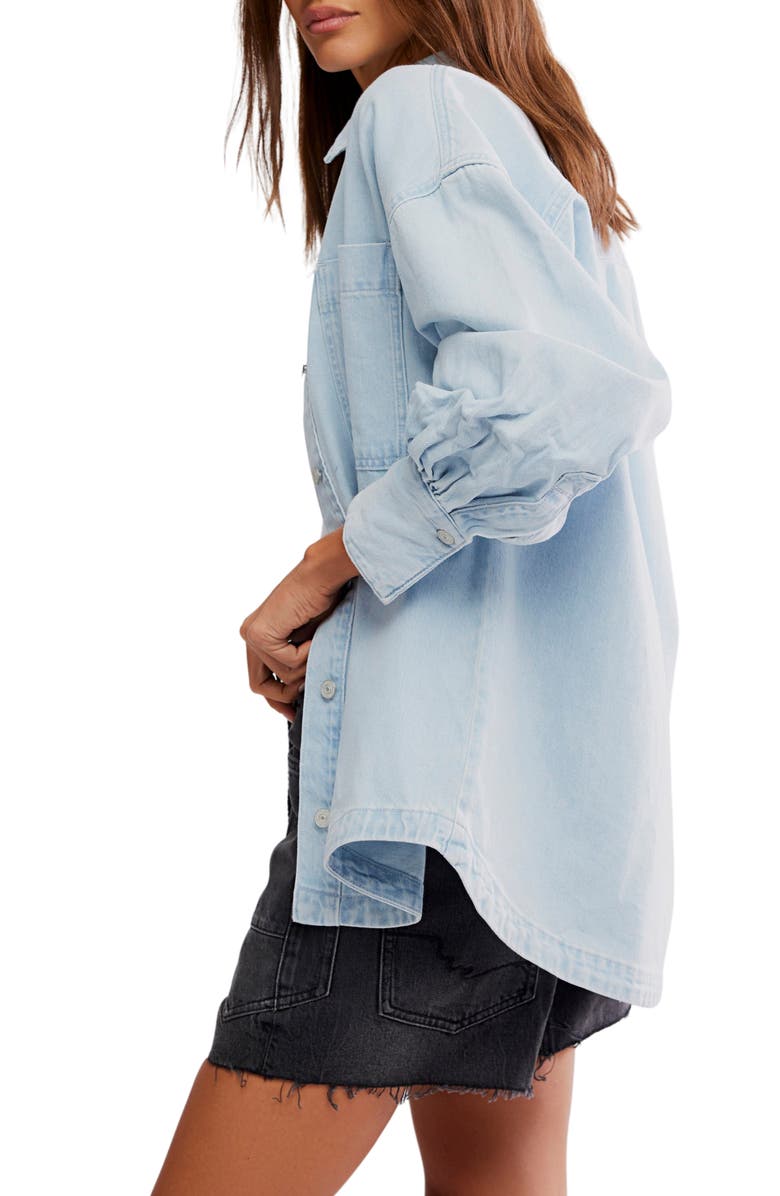 Free People Ashley Denim Shirt, Alternate, color, Classic Blue Wash