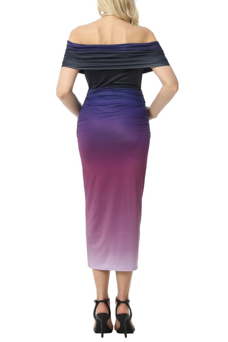 Maya Ombré Convertible Off the Shoulder Maternity Midi Dress, Alternate, color, MULTICOLORED
