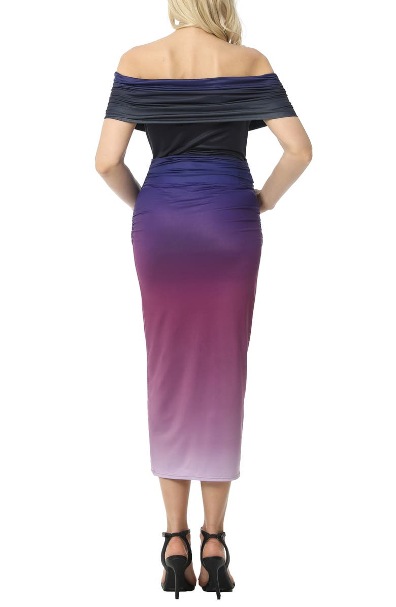 Kimi and Kai Maya Ombré Convertible Off the Shoulder Maternity Midi Dress, Alternate, color, 