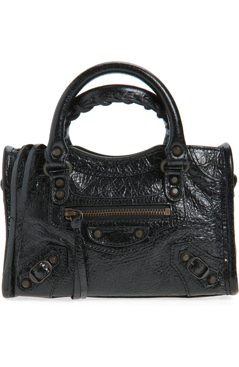 Balenciaga Nano Le City Arena Leather Top Handle Bag, Main, color, 1000 Black