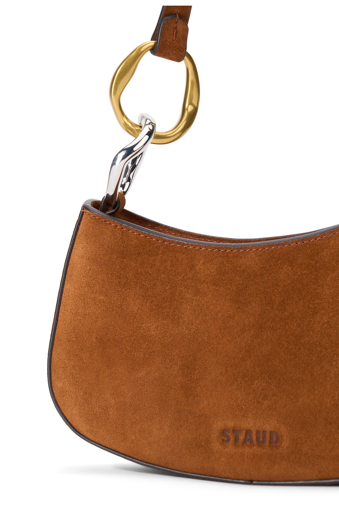 STAUD Ollie Suede Shoulder Bag, Alternate, color, Tabac