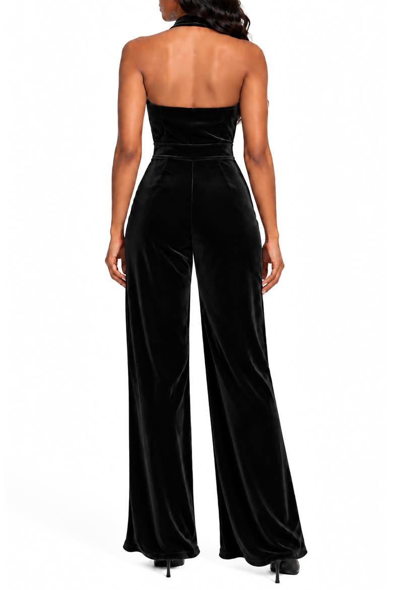 Ruby Halter Neck Velvet Jumpsuit, Alternate, color, BLACK