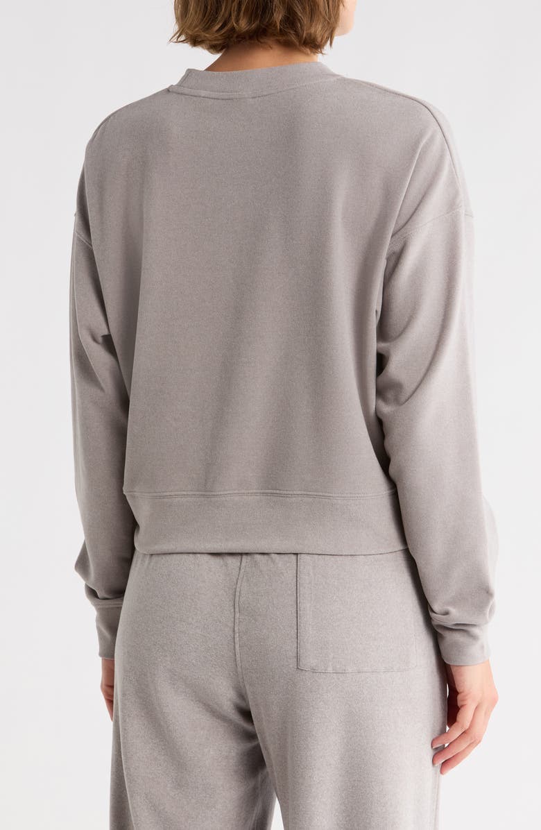 90 DEGREE BY REFLEX Tranquility Marled Piqué Cropped Sweatshirt, Alternate, color, Steel Gray
