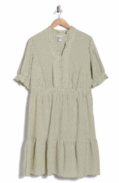 London Times Puff Sleeve Tiered Dress