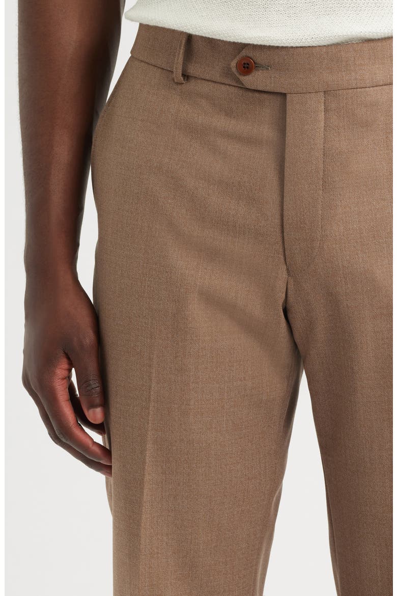 Lightweight Flat Front Mesh Weave Wool Dress Pants, Alternate, color, BROWN MIX