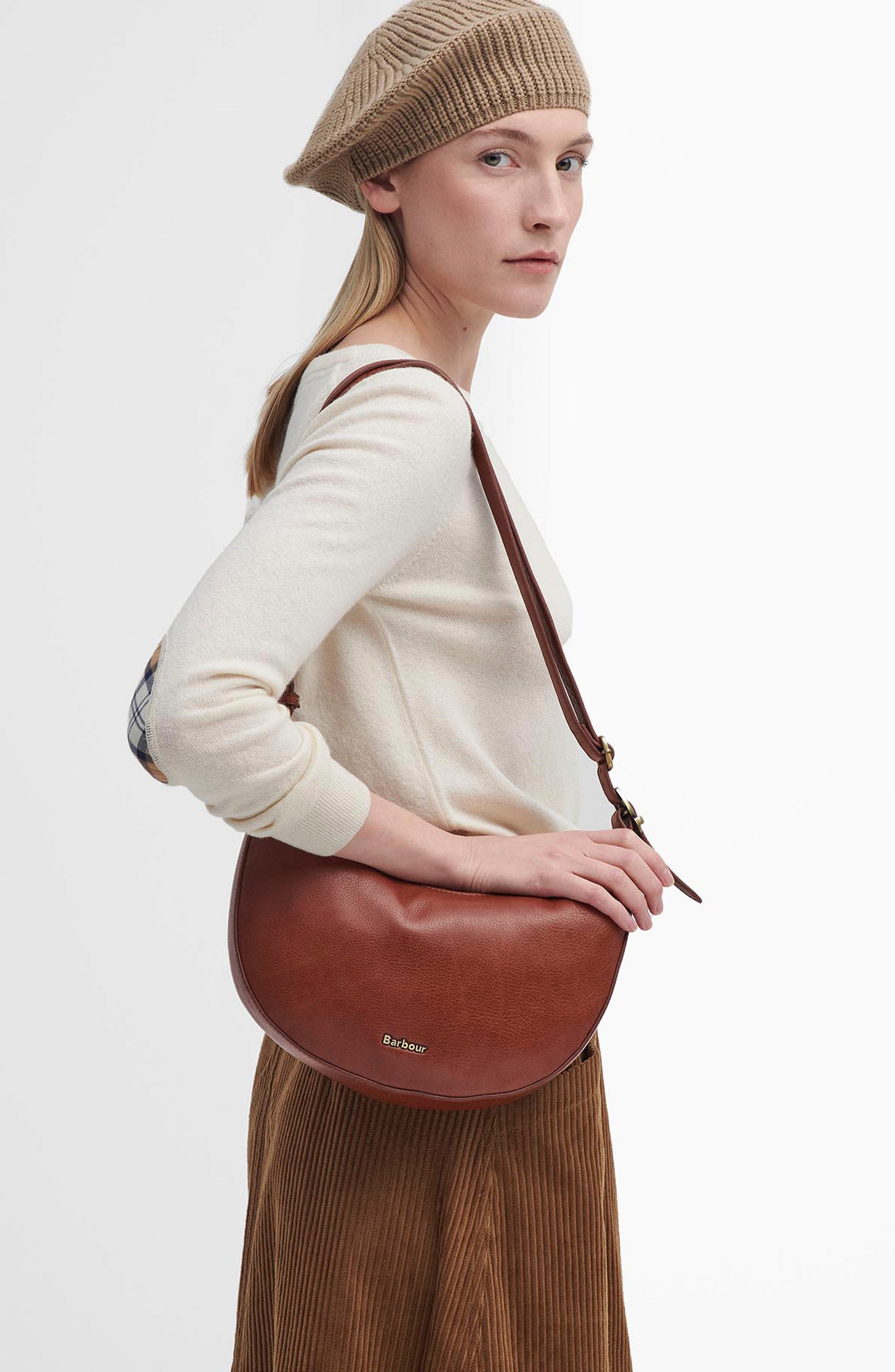 Barbour Laire Leather Sling Bag, Alternate, color, Brown