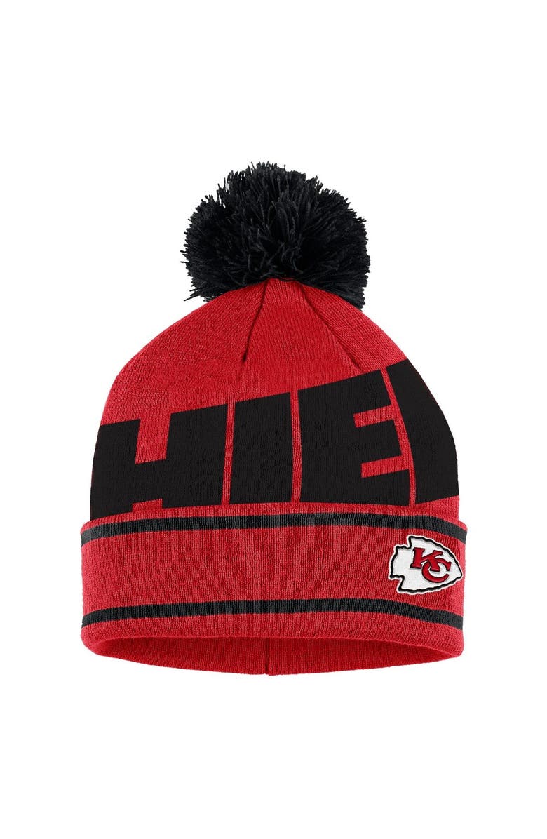 WEAR by Erin Andrews Women's WEAR by Erin Andrews Red Kansas City Chiefs Double Jacquard Cuffed Knit Hat with Pom and Gloves Set, Alternate, color,