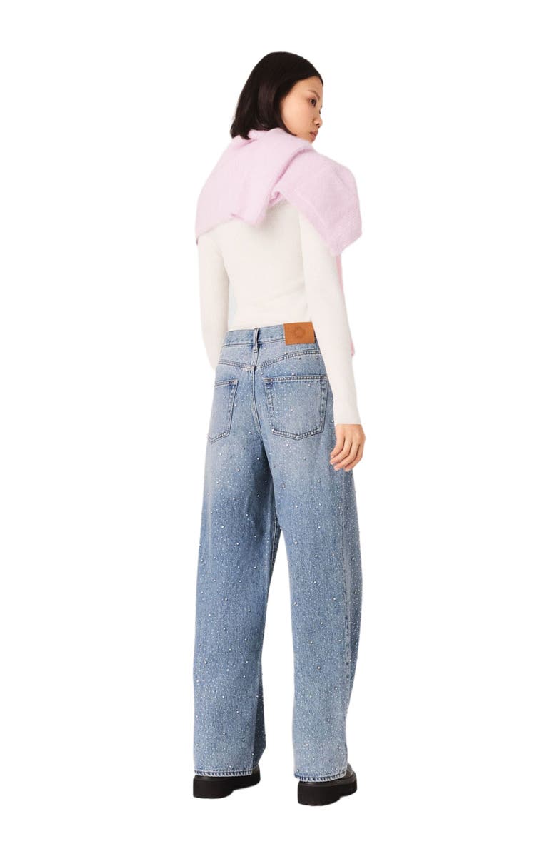 maje Wide-leg all-over rhinestone jeans, Alternate, color, Blue