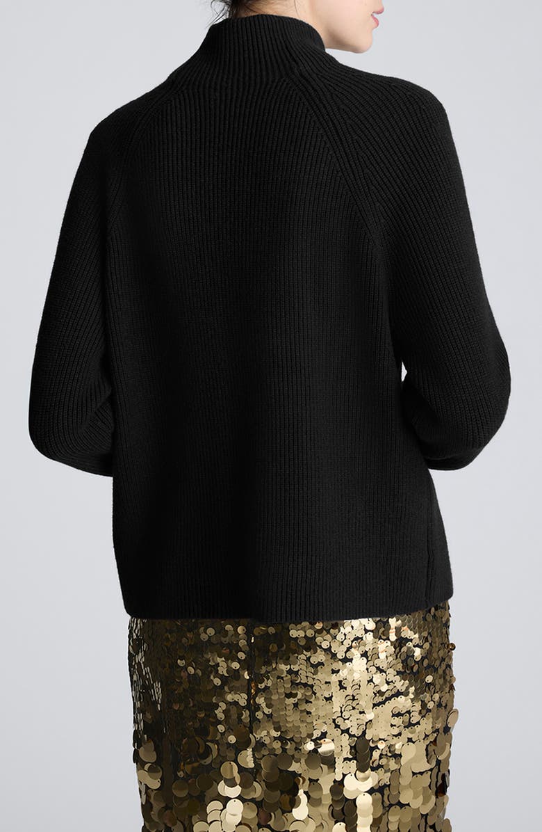 Kenneth Cole Raglan Sleeve Funnel Neck Sweater, Alternate, color, Black