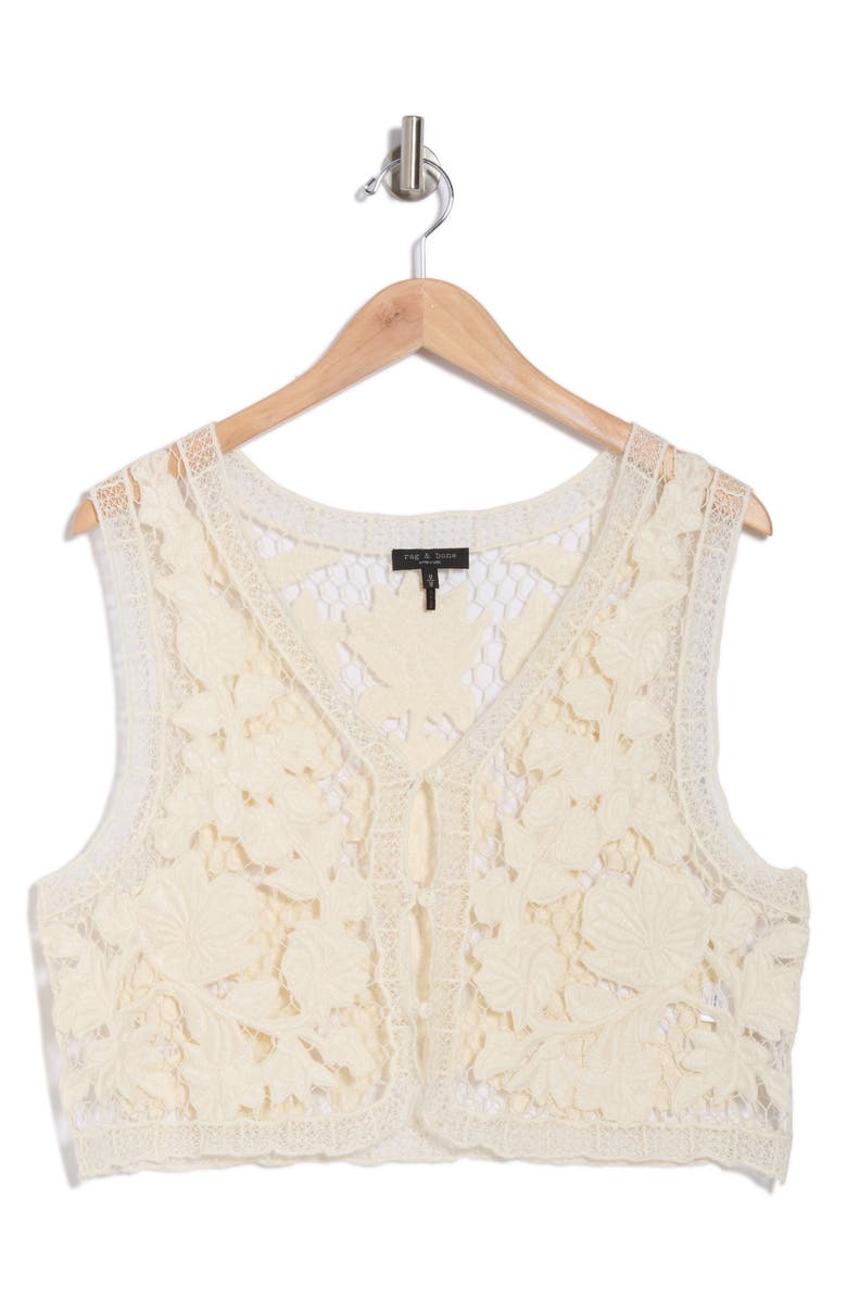 rag & bone Coralie Crochet Vest, Alternate, color, Ivory