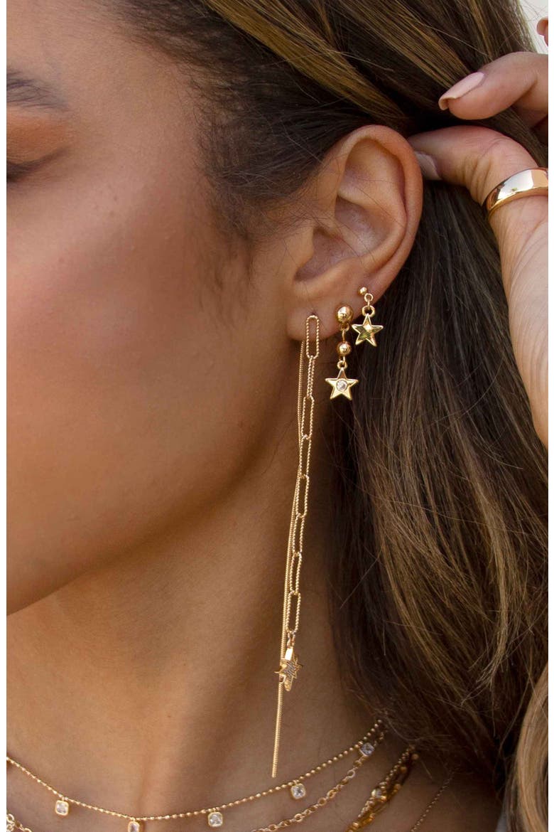 4-Pack Star Drop Earrings, Alternate, color, GOLD