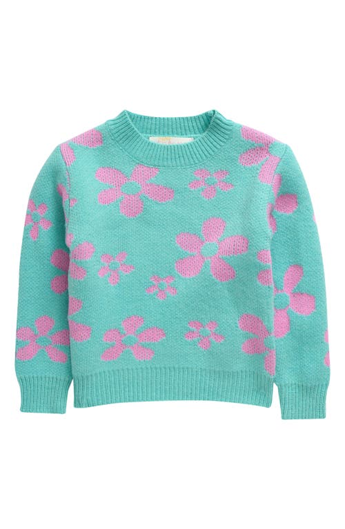 Truly Me Kids' Flower Power Sweater in Aqua Multi 