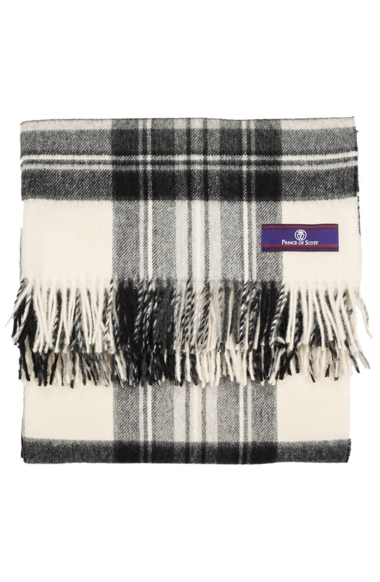 Prince of Scots Highland Tartan Tweed Merino Wool Throw, Alternate, color, Dress Grey Stewart