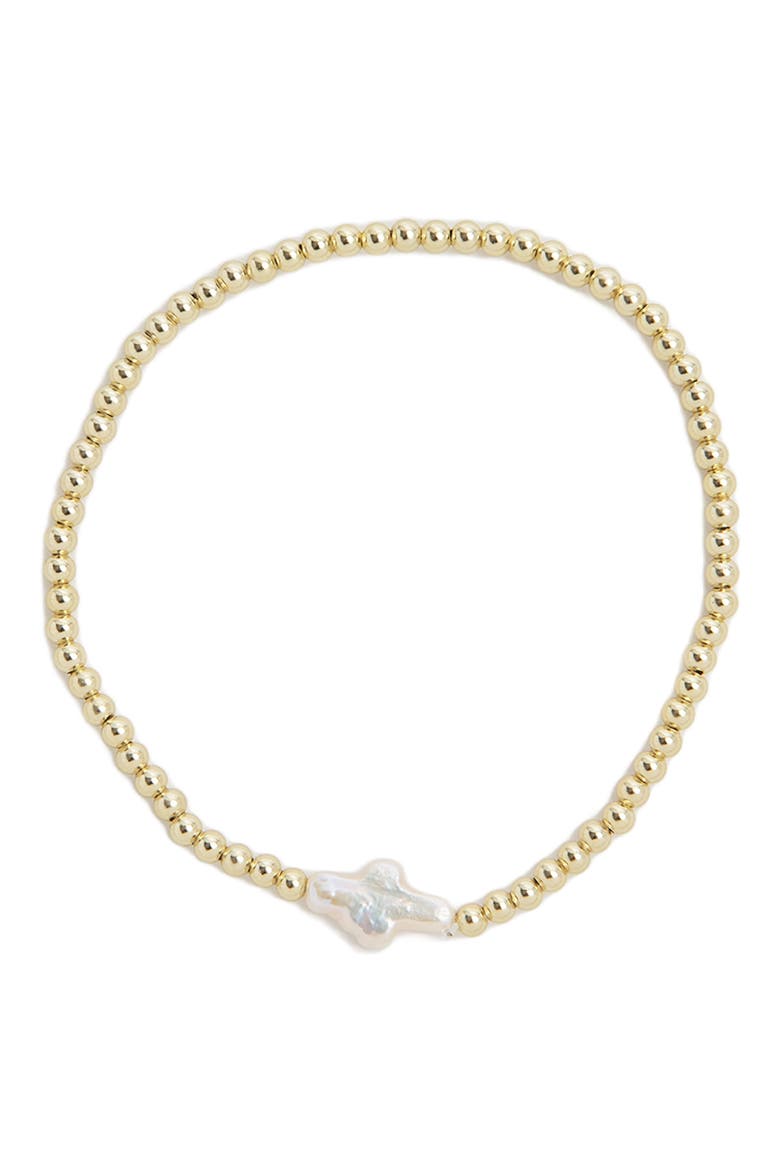 Baroque Pearl Beaded Stretch Bracelet, Main, color, GOLD