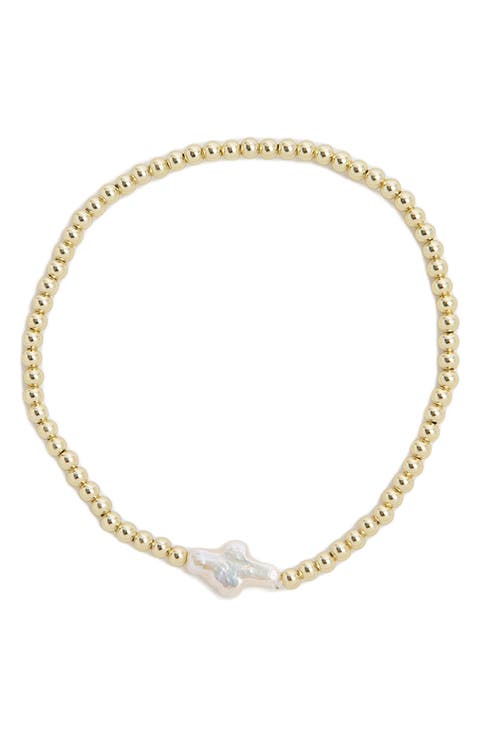 Baroque Pearl Beaded Stretch Bracelet