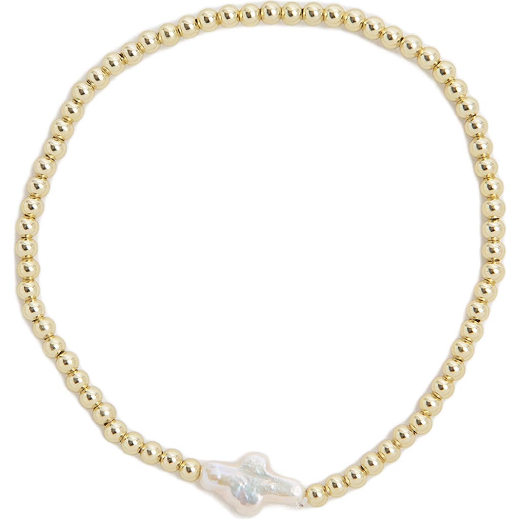 Argento Vivo Baroque Pearl Beaded Stretch Bracelet In Gold
